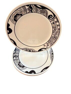 Corelle Black White Paisley Salad Plates set of 5 Vitrelle 8”